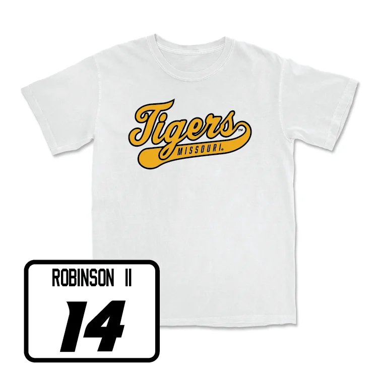 Men's basketball T-shirts team-breathable -Men's Basketball White Script Comfort Colors Tee - Anthony Robinson II