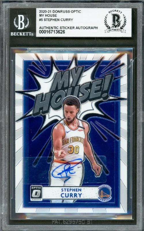 Basketball cards binder-rare -Stephen Curry Autographed 2020-21 Donruss Optic My House Card #5 Golden State Warriors Beckett BAS #16713626