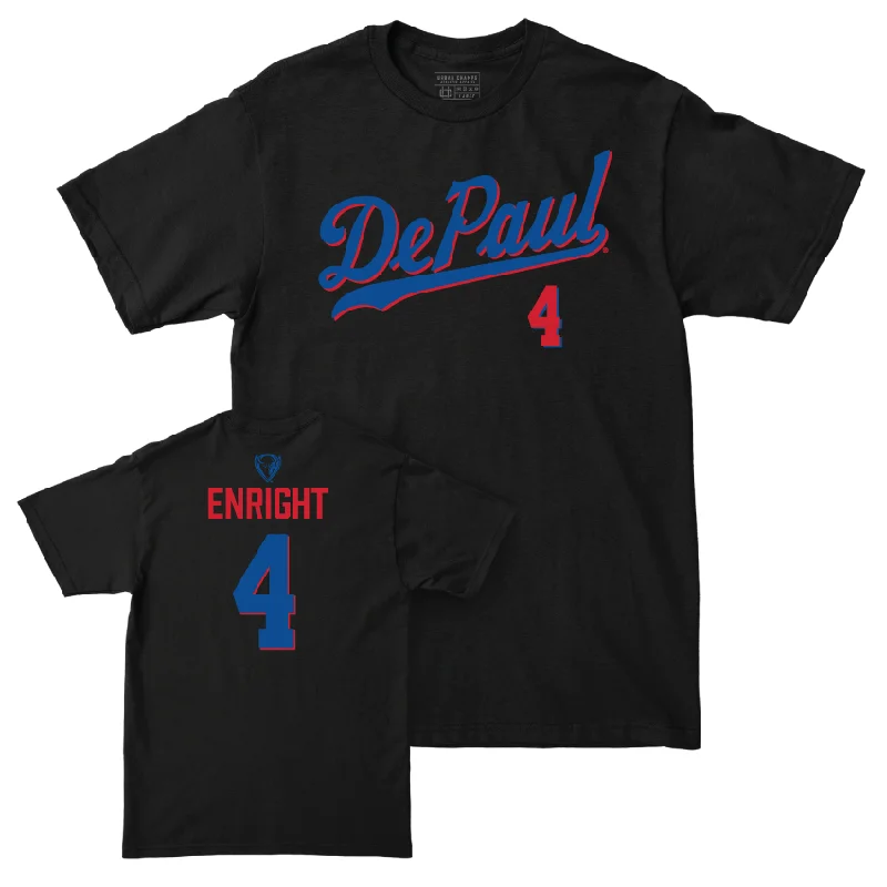 Men's basketball T-shirts sustainable -DePaul Men's Basketball Black Script Tee - Conor Enright | #4