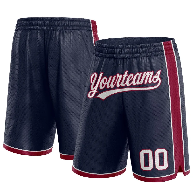 Men's basketball shorts bulk savings -Custom Navy White-Maroon Authentic Basketball Shorts