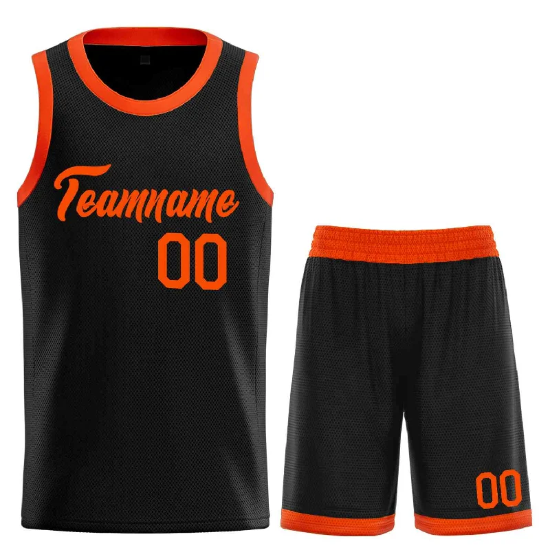 Basketball jerseys team-court -Custom Black Orange Heal Sports Uniform Classic Sets Basketball Jersey