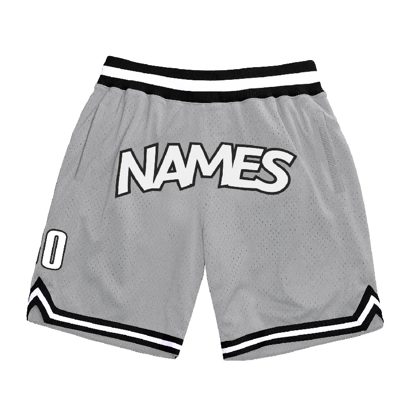 Men's basketball shorts bright shades -Custom Gray White-Black Authentic Throwback Basketball Shorts