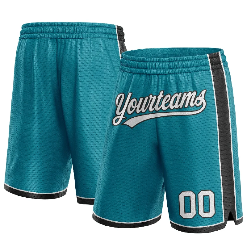 Men's basketball shorts team gear -Custom Teal White-Black Authentic Basketball Shorts