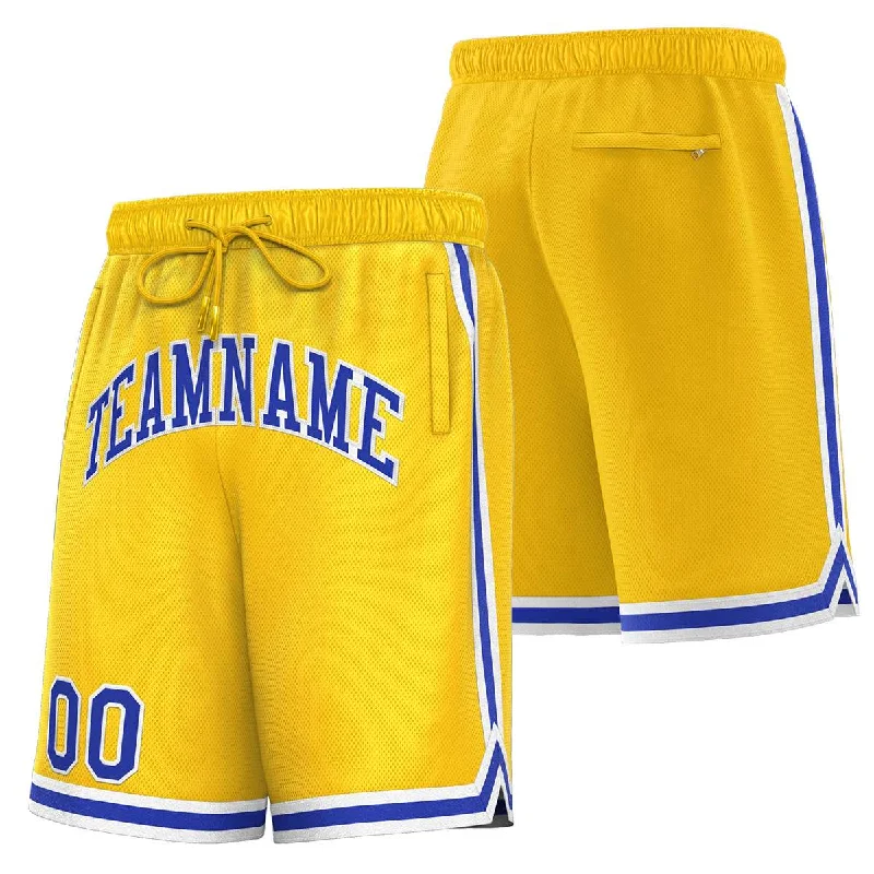 Men's basketball shorts custom outfit -Custom Yellow Royal-White Sport Basketball Shorts