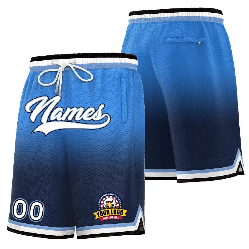 Basketball socks white -Custom Powder Blue Navy Personalized Gradient Fashion Basketball Shorts