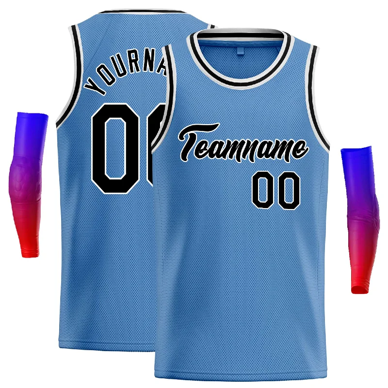 Basketball jerseys game-worn -Custom Light Blue Black-White Classic Tops Casual Basketball Jersey