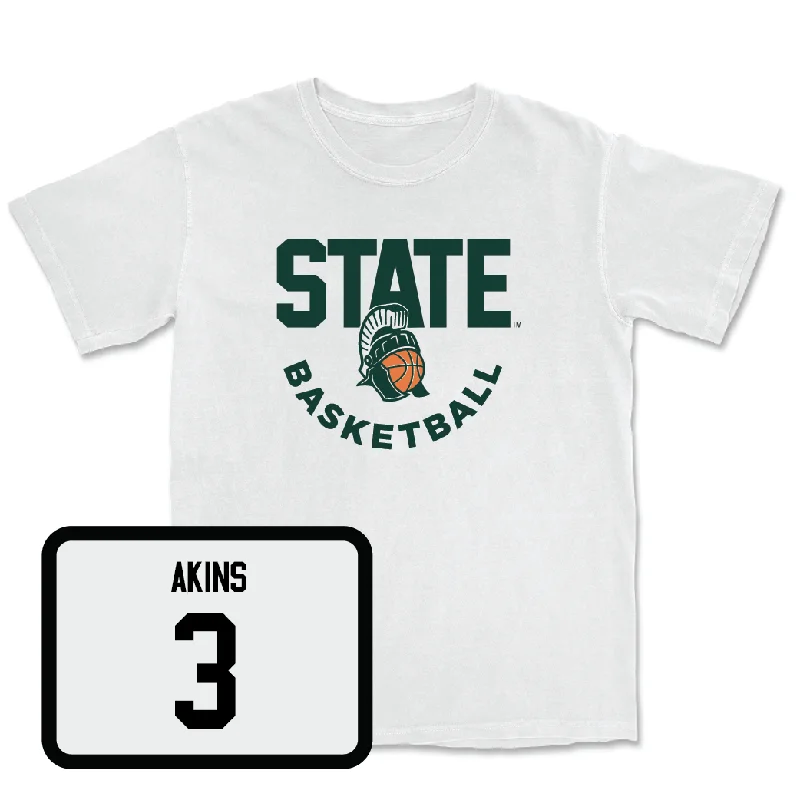 Men's basketball T-shirts sustainable -Men's Basketball White Helmet Comfort Colors Tee - Jaden Akins