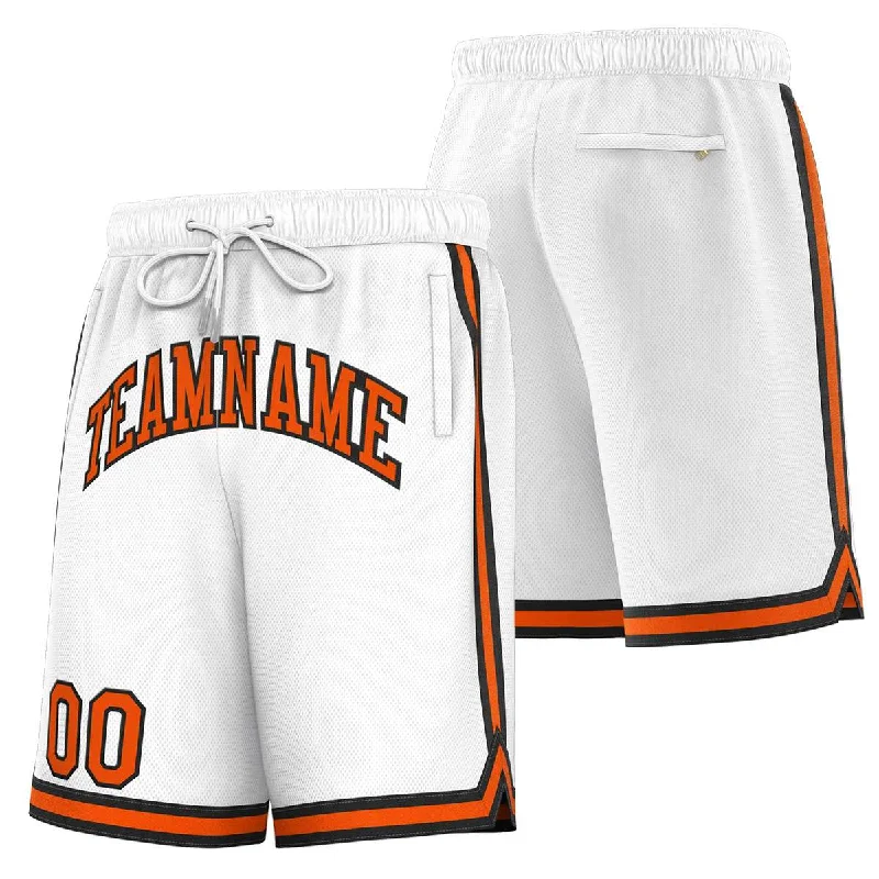 Men's basketball shorts training essential -Custom White Orange-Black Sport Basketball Shorts