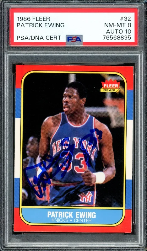 Basketball cards regional-rare -Patrick Ewing Autographed 1986-87 Fleer Rookie Card #32 New York Knicks PSA 8 Auto Grade Gem Mint 10 PSA/DNA #76568895