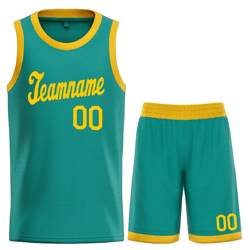 Basketball jerseys durable-design -Custom Light Green Yellow Classic Sets Basketball Jersey