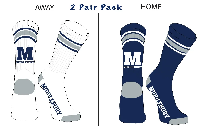 Basketball socks pro-retro -Middlebury "Home & Away" Crew Socks