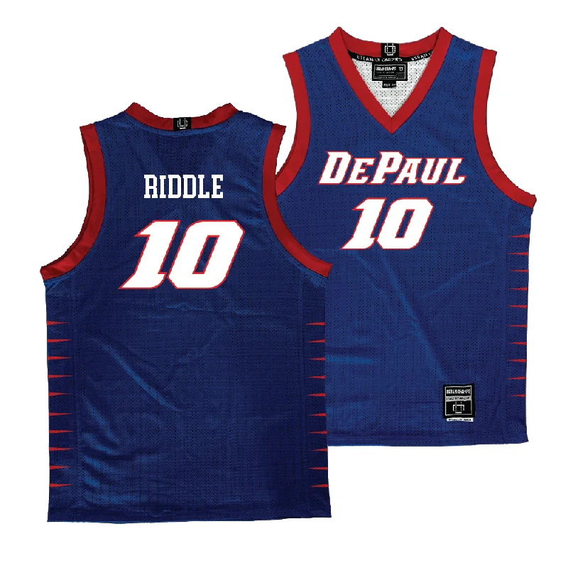 Basketball jerseys team-retro -DePaul Men's Royal Basketball Jersey  - Chris Riddle