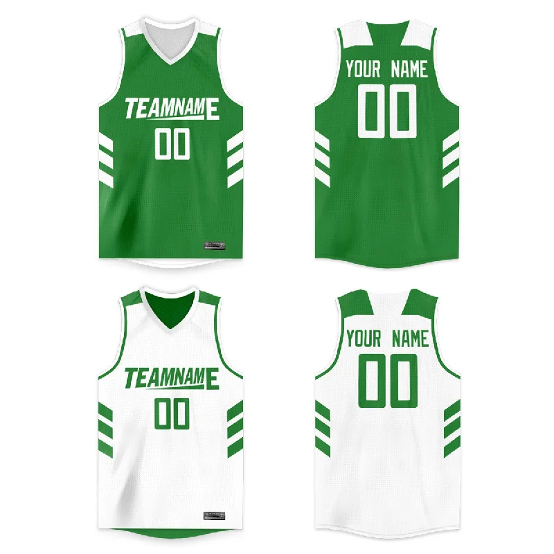 Basketball jerseys lightweight-mesh -Custom Green White Double Side Tops Men Basketball Jersey