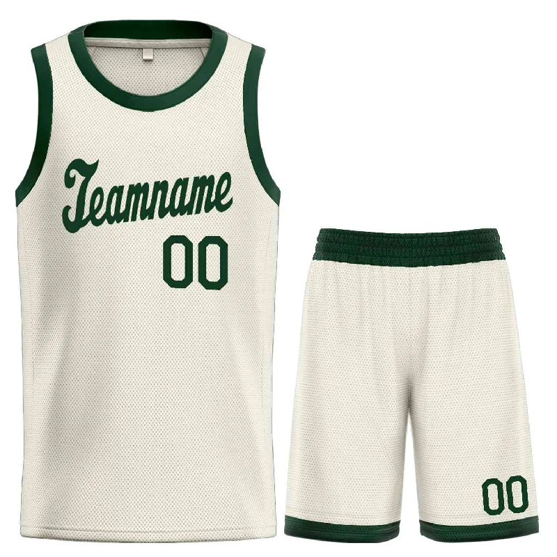 Basketball jerseys tournament -Custom Cream Green Classic Sets Sports Uniform Basketball Jersey