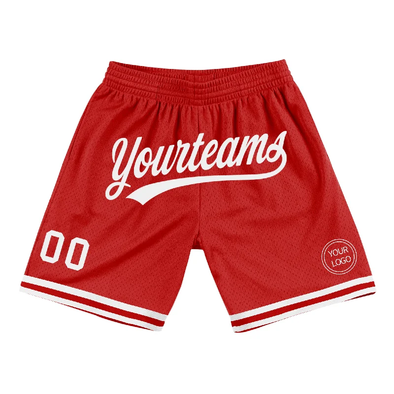 Men's basketball shorts intense-play pair -Custom Red White Authentic Throwback Basketball Shorts