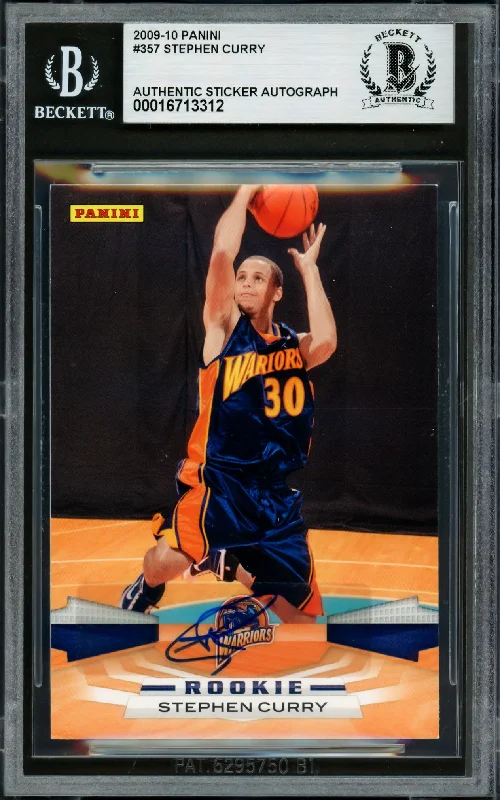 Basketball cards rookie-class-rarity -Stephen Curry Autographed 2009-10 Panini Rookie Card #357 Golden State Warriors Beckett BAS #16713312