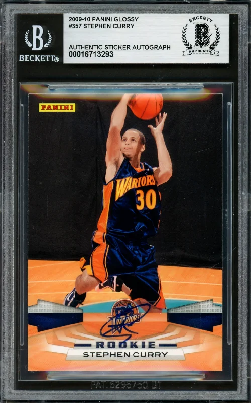 Basketball cards all-defense-rare -Stephen Curry Autographed 2009-10 Panini Glossy Rookie Card #357 Golden State Warriors Beckett BAS #16713293