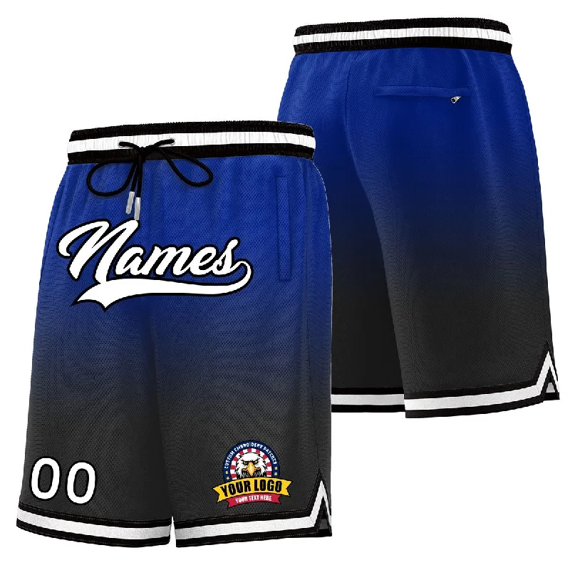 Basketball socks team -Custom Royal Black Personalized Gradient Fashion Basketball Shorts