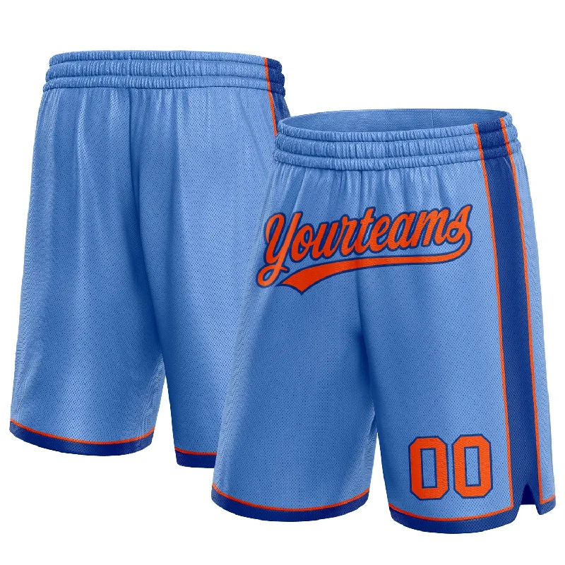 Men's basketball shorts sweat-proof tech -Custom Light Blue Orange-Royal Authentic Basketball Shorts