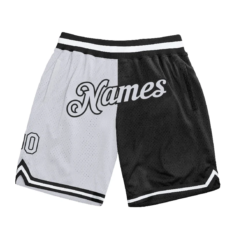 Men's basketball shorts team collection -Custom Black White Authentic Throwback Split Fashion Basketball Shorts