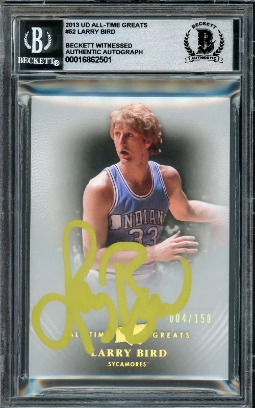 Basketball cards pack-exclusive -Larry Bird Autographed 2013 Upper Deck All-Time Greats Card #52 Boston Celtics Auto Grade Gem Mint 10 #004/150 Beckett BAS Witness #16862501