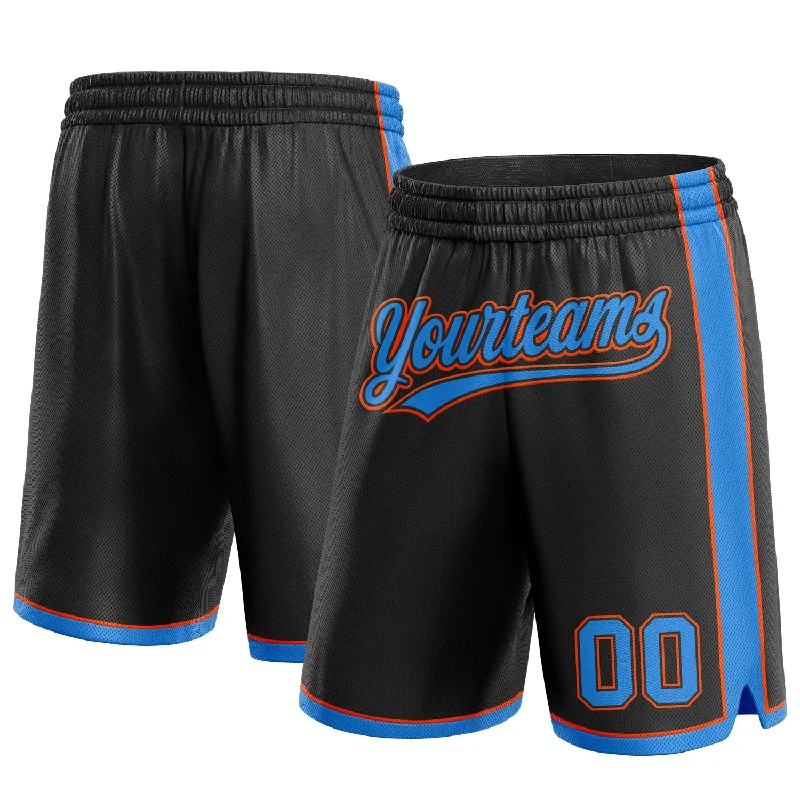 Men's basketball shorts performance set -Custom Black Powder Blue-Orange Authentic Basketball Shorts