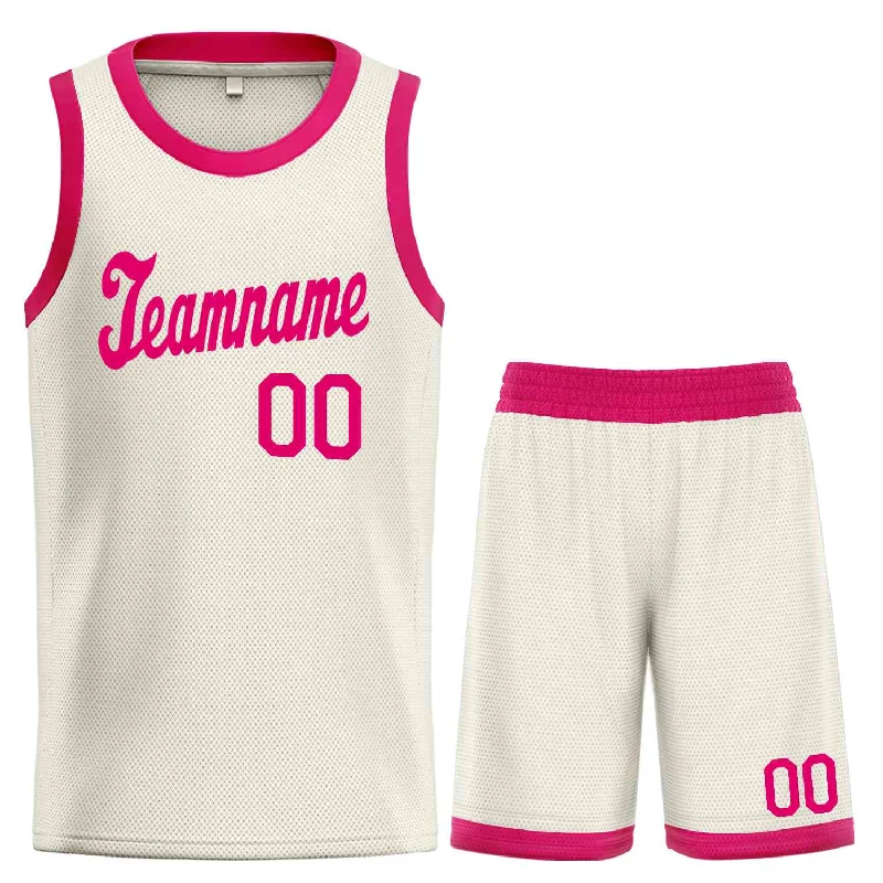 Basketball jerseys colorblock -Custom Cream Pink Classic Sets Sports Uniform Basketball Jersey