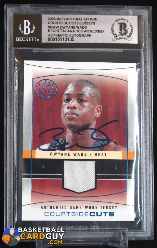 Basketball jerseys moisture-wicking -Dwyane Wade 2003-04 Flair Final Edition Courtside Cuts Jerseys #/250 #DWW RC Beckett Witnessed Autograph BGS 10