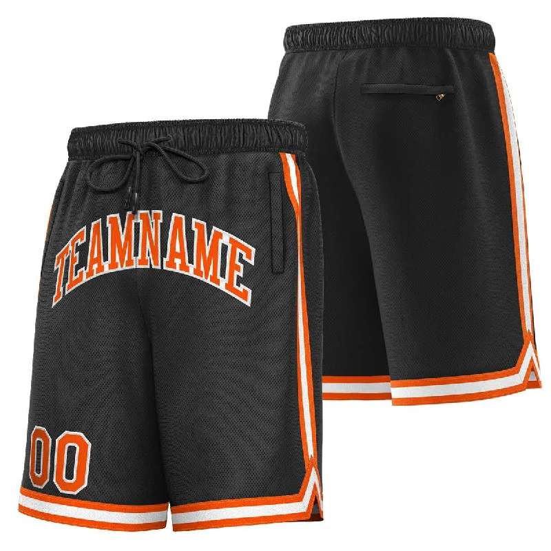 Men's basketball shorts custom sale -Custom Black Orange-White Sport Basketball Shorts