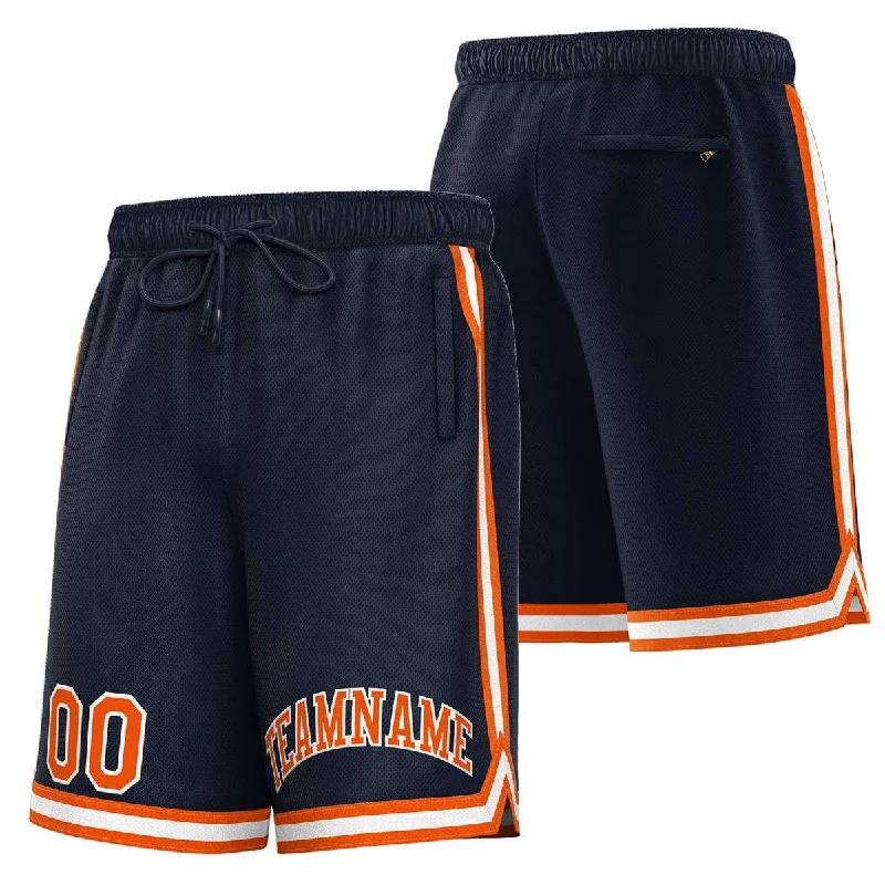 Men's basketball shorts sweat-free tech -Custom Navy Orange-White Sport Basketball Shorts