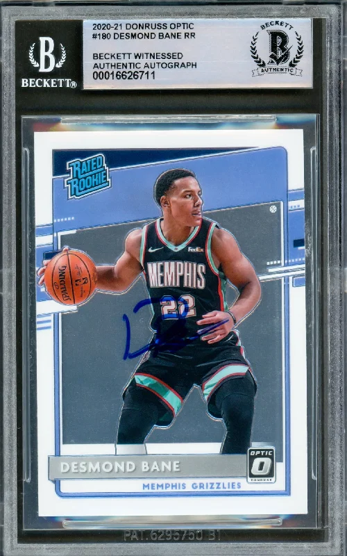 Basketball cards career-rare -Desmond Bane Autographed 2020-21 Donruss Optic Rookie Card #180 Memphis Grizzlies Beckett BAS Witnessed