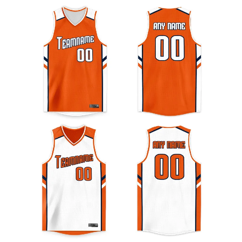 Basketball jerseys trendy -Custom Orange White Double Side Tops Basketball Jersey