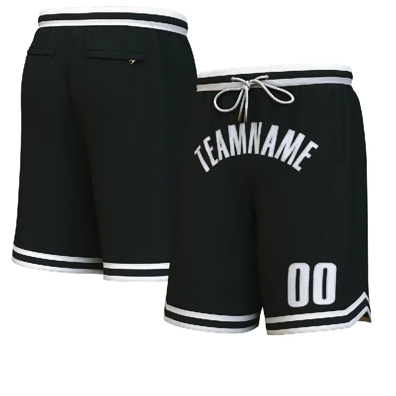 Men's basketball shorts budget sale -Custom Black White Personalized Basketball Shorts