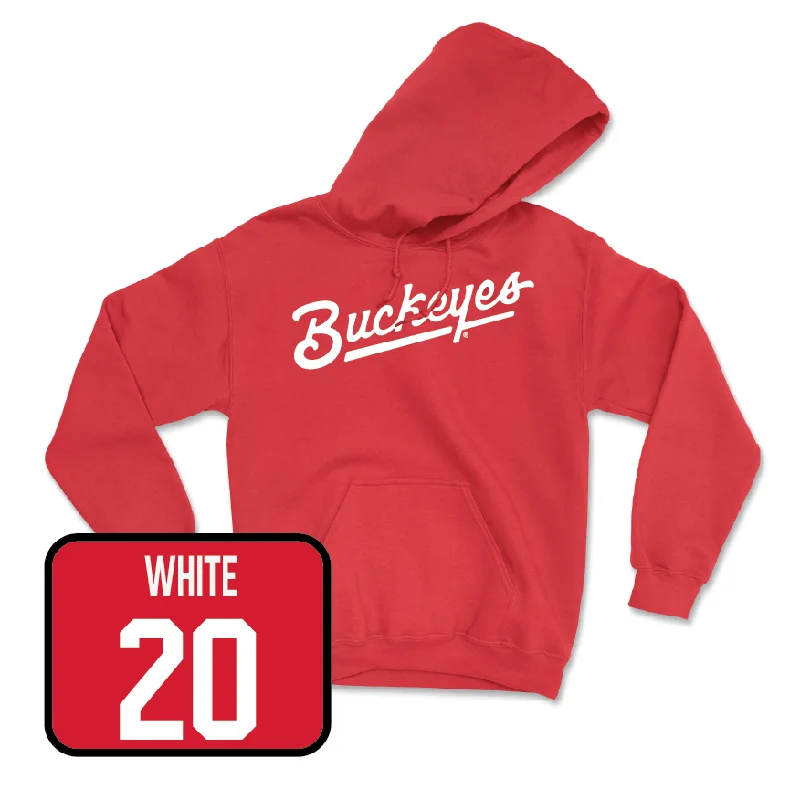 Men's basketball hoodie quality collection -Red Men's Basketball Script Hoodie  - Colin White