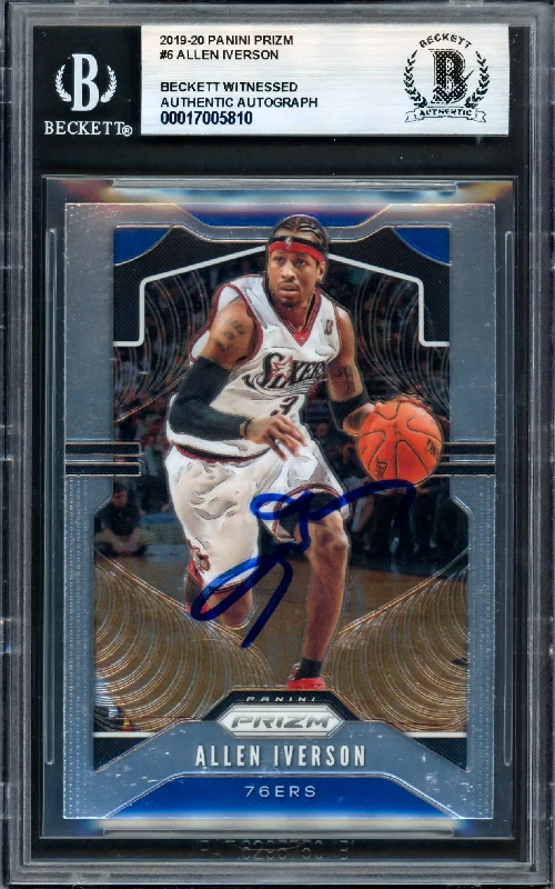 Basketball cards ring-rare -Allen Iverson Autographed 2019-20 Panini Prizm Card #6 Philadelphia 76ers Beckett BAS Witness #17005810