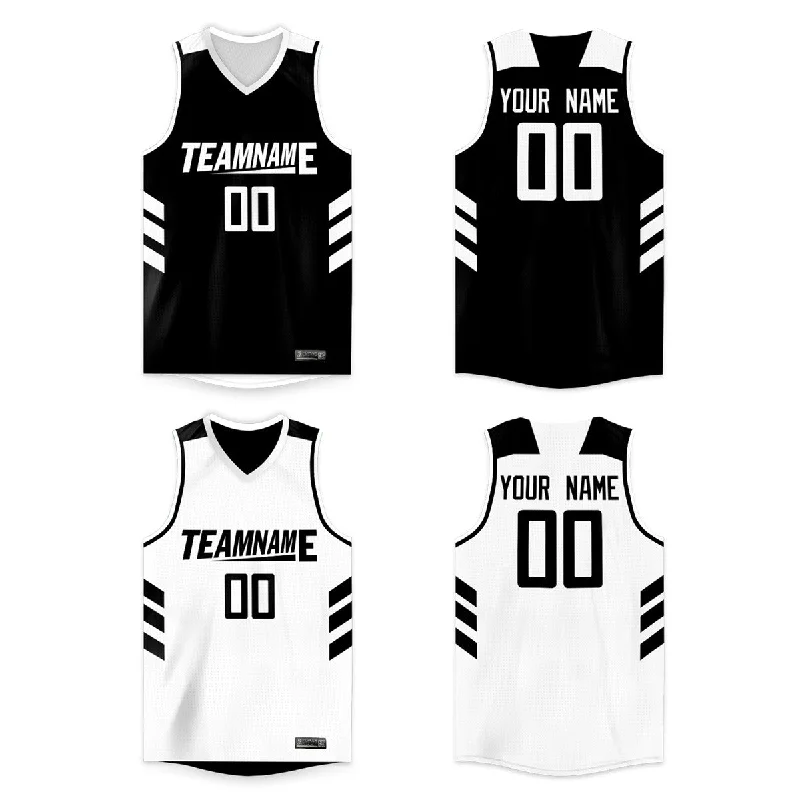 Basketball jerseys stylish-vintage -Custom Black White Double Side Tops Basketball Jersey