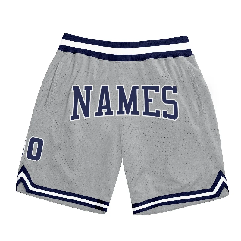 Men's basketball shorts premium kit -Custom Gray Navy-White Authentic Throwback Basketball Shorts