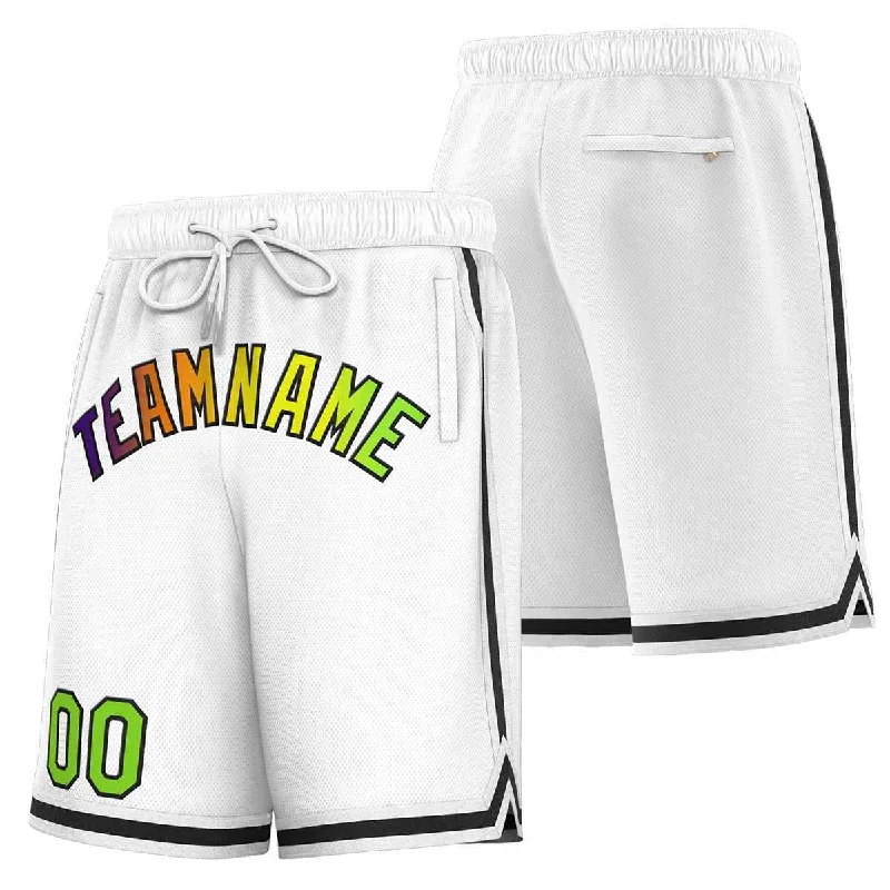 Men's basketball shorts resilient fabric -Custom White Black Sport Basketball Shorts