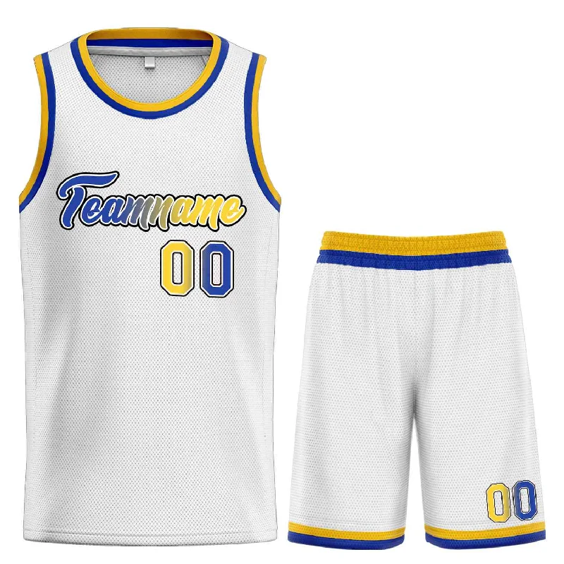 Basketball jerseys durable-game -Custom White Royal-Black Heal Sports Uniform Classic Sets Basketball Jersey