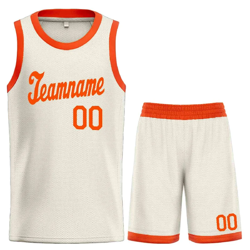 Basketball jerseys amateur -Custom Cream Orange Classic Sets Sports Uniform Basketball Jersey