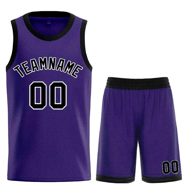 Basketball jerseys stylish-vintage -Custom Purple Black-White Bull Classic Sets Curved Basketball Jersey