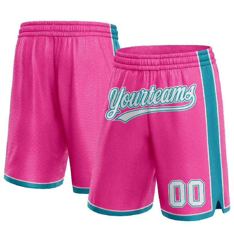 Men's basketball shorts intense-play pair -Custom Pink White-Teal Authentic Basketball Shorts