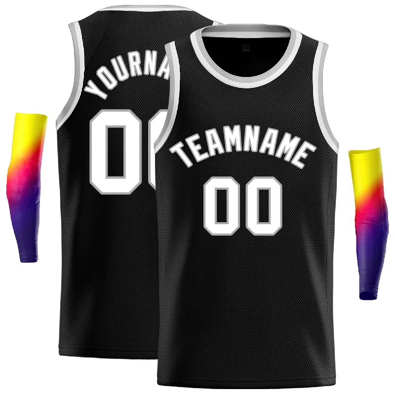 Basketball jerseys custom -Custom Black White-Gray Classic Tops Casual Basketball Jersey