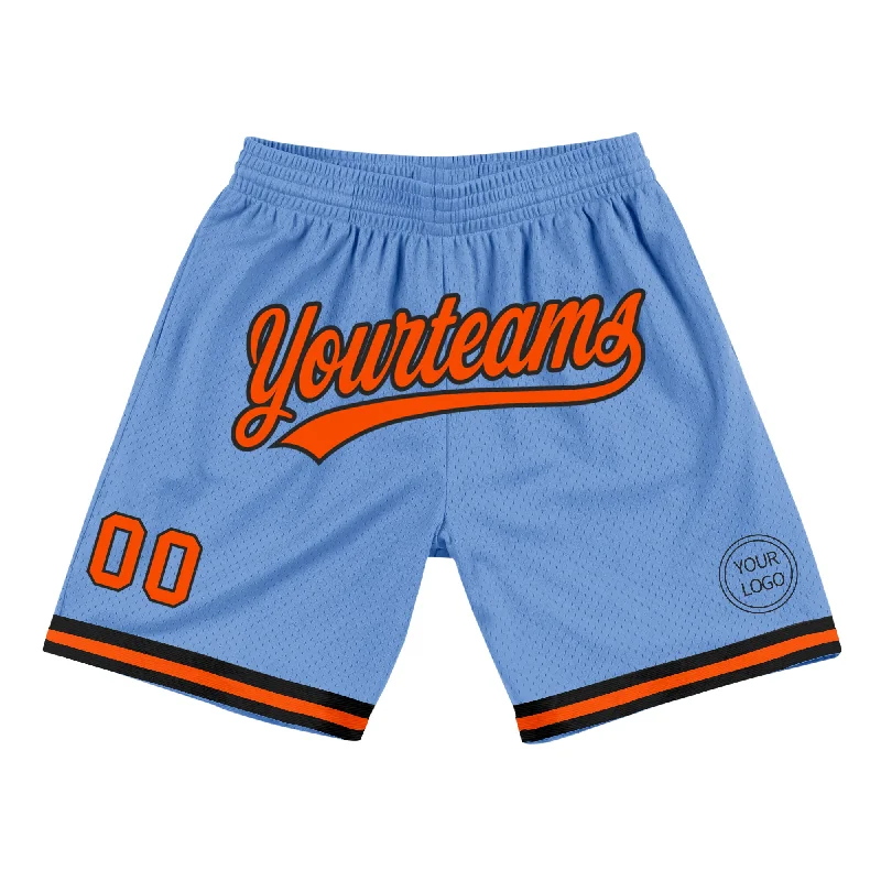 Men's basketball shorts squad pairs -Custom Light Blue Orange-Black Authentic Throwback Basketball Shorts