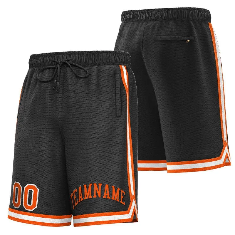 Men's basketball shorts squad set -Custom Black Orange-White Sport Basketball Shorts