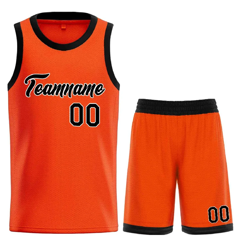 Basketball jerseys sleek -Custom Orange Black-White Heal Sports Uniform Classic Sets Basketball Jersey