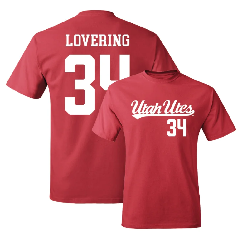 Men's basketball T-shirts versatile -Red Men's Basketball Script Tee  - Lawson Lovering