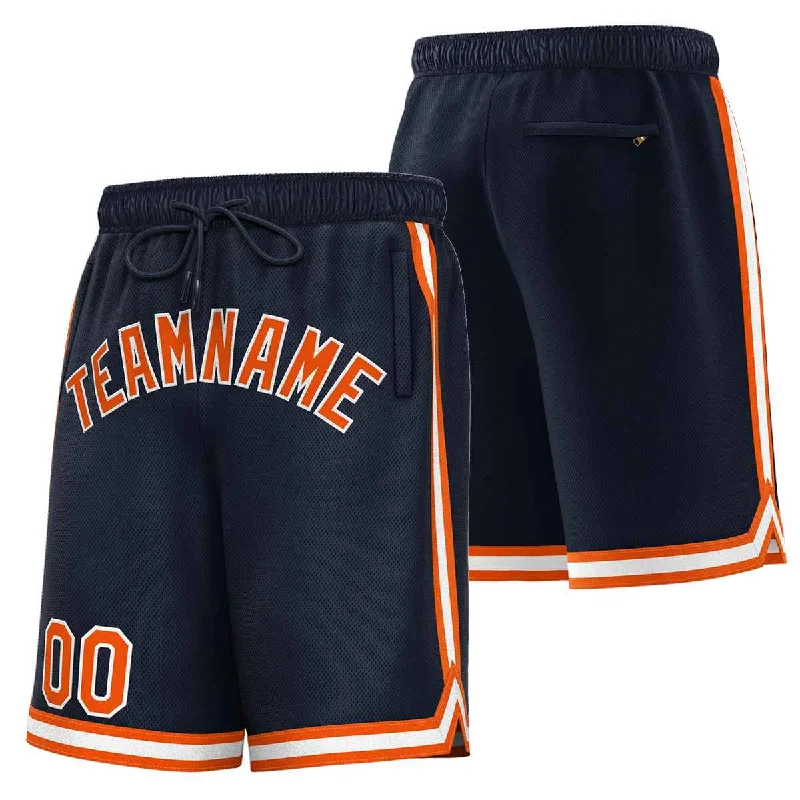 Men's basketball shorts value price -Custom Navy Orange-White Sport Basketball Shorts