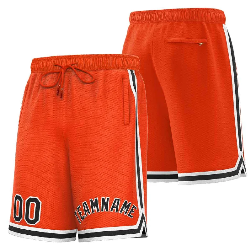 Men's basketball shorts budget deal -Custom Orange Black-White Sport Basketball Shorts