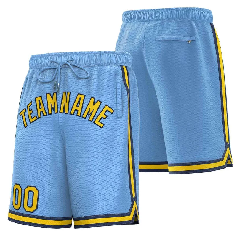 Men's basketball shorts ultralight feel -Custom Powder Blue Gold-Black Sport Basketball Shorts